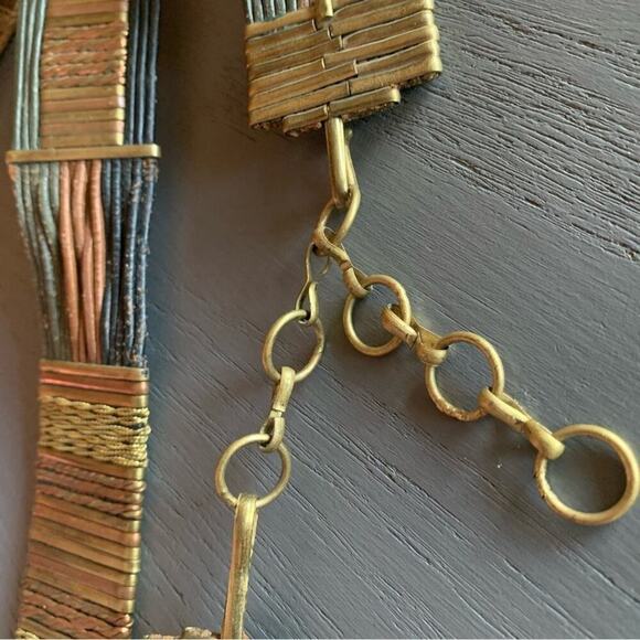 70’s Metal Leather handmade Art Deco Adjustable Statement Belt. - Picture 4 of 13